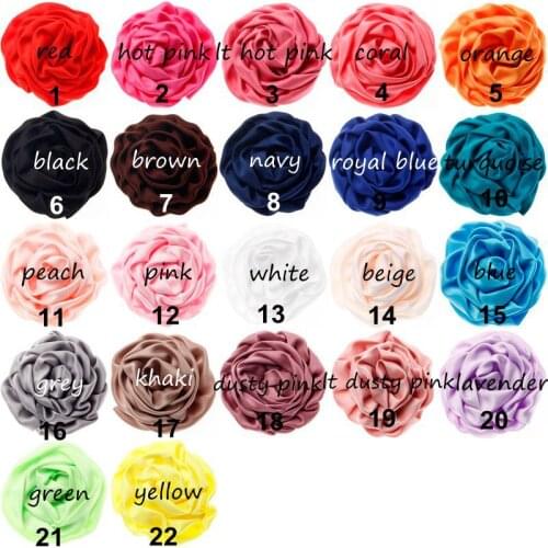2.8" Cute 30pcs/lot Satin Rolled Rose Flowers for Diy Kids Hair Clips Headband Children Baby Girls Head Flowers Hair Accessories