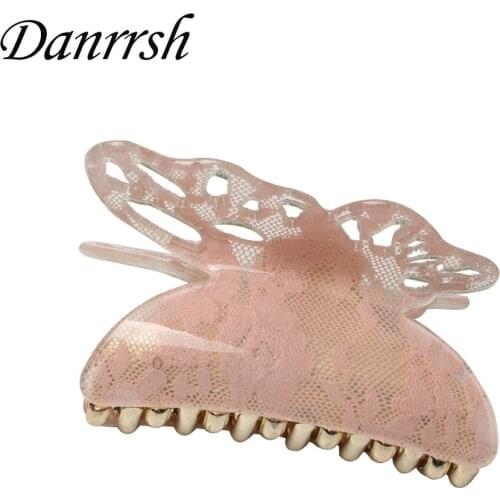 8CM Butterfly Hair Clip Lace Acrylic Hair Claw For Women High Quality Classic Hair Accessories
