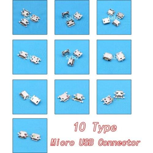 10Models,100pcs total Micro USB 5Pin jack tail sockect, Micro USB Connector port sockect for samsung Lenovo Huawei ZTE HTC ect