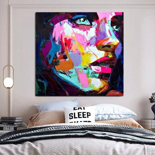 100% Hand Painted Francoise Nielly Canvas Painting Palette Knife Face Handmade Oil Painting Wall Pictures Large Size Frameless
