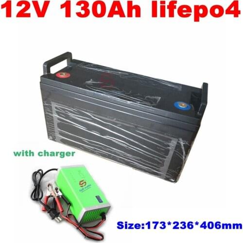 12.8V waterproof Lifepo4 12V 130AH lithium battery BMS for motorhome Boat MPPT Solar energy storage caravan +10A Charger