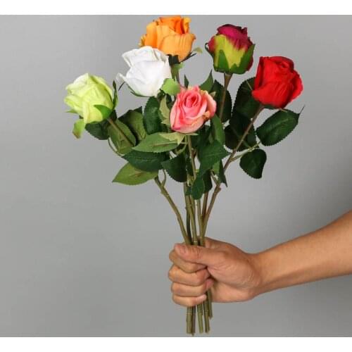 2pcs 39cm Artificial Red Rose Stem Velvet Singe Head Rose Arrangement Wedding Party Corsage