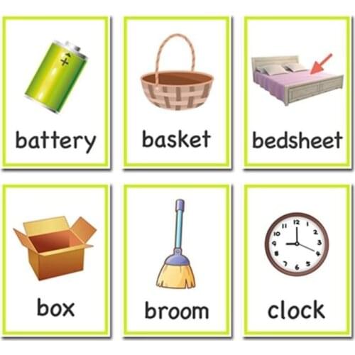 28Pcs Montessori Baby English Learning Cards Daily Necessities Flash Cards For Children Early Educational Toy Memory Game