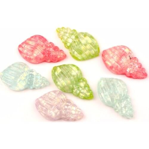 30Pcs Resin Bling Conchs Decoration Crafts Cute Kawaii Beads Flatback Cabochon Embellishments For Scrapbooking DIY Accessories