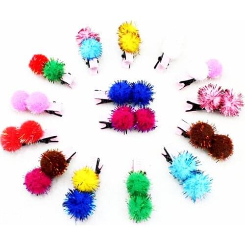 40pcs pack of Pom pom clips, hair clips, hair accessories, kawaii clips assorted mixed colors with free gift box