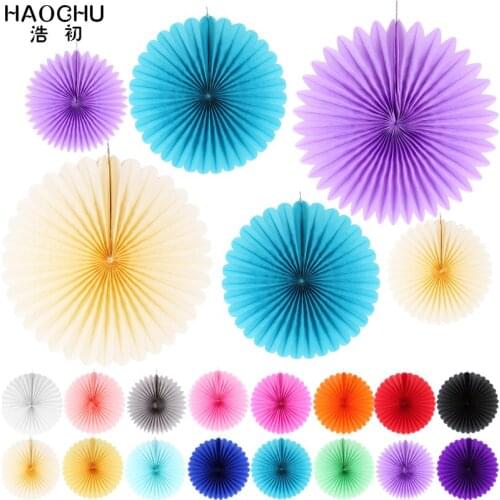 1 Set 6pcs Mix Size&Mix Colors Paper Fans for Party Decoration Birthday Shower Home Festival Wedding Hanging Decor