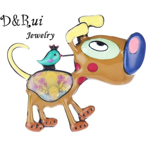 D&Rui Jewelry 2020 Hot Sale Cute Cartoon Animal Dog Brooches Pins for Girls Kids Womens Dress Fashion Enamel Alloy Brooch Pin