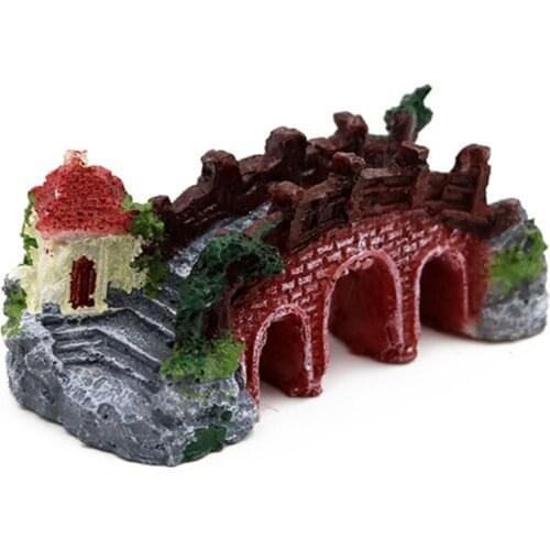 Fish Tank Decor Bridge Resin Castle Aquariums Castle Decoration Simulation Turtle Climbing Three Eye Bridge