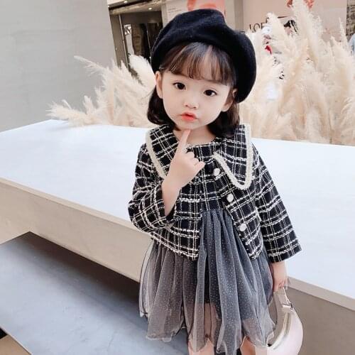 2021 Childrens Clothes Spring And Autumn Korean Baby Fragrance 2-piece Fashion Trend Cute Childrens Long Sleeve Dresses