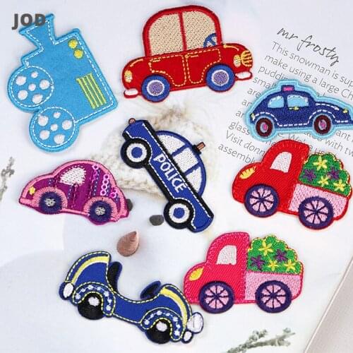Children Car Patch for Clothes Boy Cute Cartoon Badges Embroidery Applique Sew on Stickers Garment Iron on Patches for Clothing