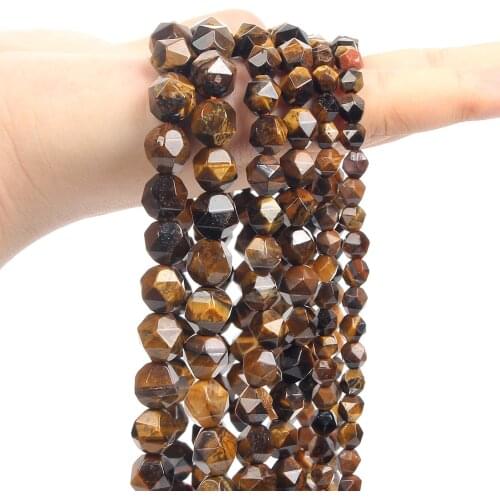 Natural Tiger Eye Stone Beads Faceted Loose Spacer Beads For Jewelry Making Needlework DIY Bracelets Necklace DIY Accessories