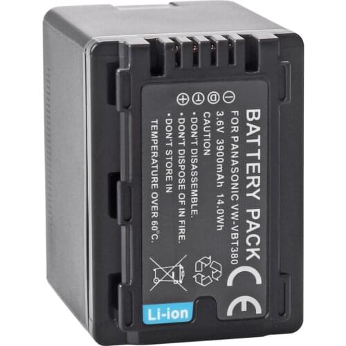 VW-VBT380 VBT380 Battery for Panasonic HC-V250, HC-V380, HC-V510, HC-V520, HC-V710, HC-V720, V750, V770, VX870, VX981K ,WXF991K