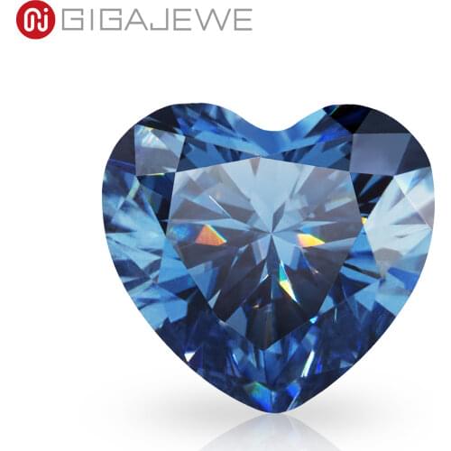 GIGAJEWE Customized Heart Cut Blue Color VVS1 Natural Growth Moissanite Loose Diamond Test Passed Gemstone For Jewelry Making