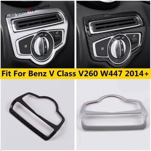Yimaautotrims Front Head Lights Switches Button Cover Kit For Mercedes-Benz V Class V260 W447 2014 - 2021 Interior Mouldings ABS
