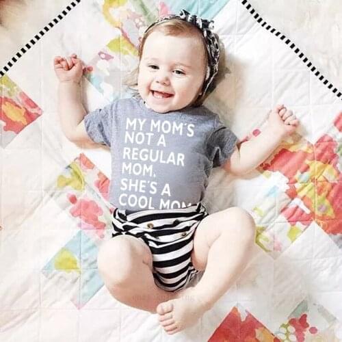 Summer Baby Rompers Short Sleeve Letter Print Cute Loose Cotton Novel Newborn Boys Girls Clothes babysuit