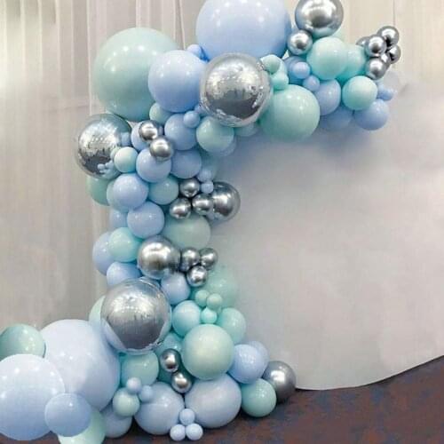 Macaron Blue Mint Pastel Balloons Garland Arch Set 103pcs Ribbon DIY Birthday 667A