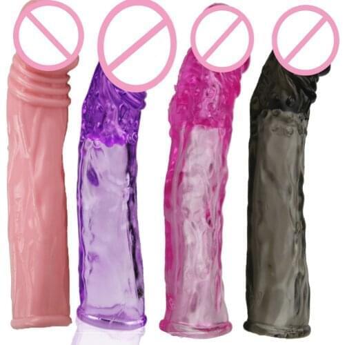 Reusable Delay condom Impotence contraceptive Penis shape extension sleeves Sex products men toys extend dildo cage cock ring