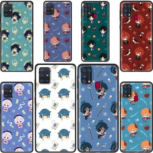 Cartoon Genshin Impact Head Phone Case For Samsung Galaxy M51 M31 M31s M30 M21 M11 M01 F41 A9 A7 2018 Cover Shell