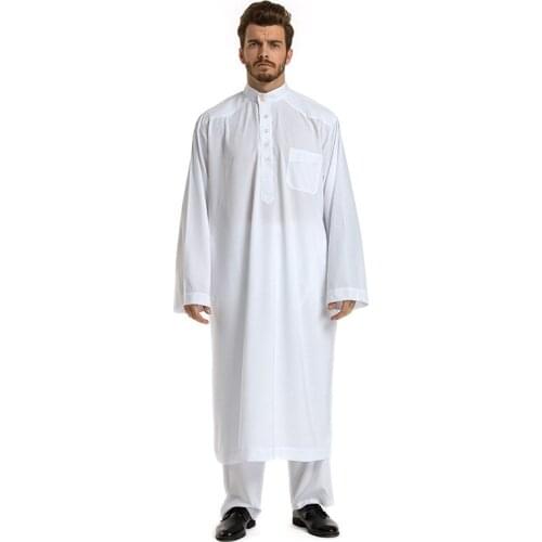 Muslim Robe Arab Men Ramadan Solid Africa Pakistan Eid Arabia Turkey Abaya Male Iftar 2Pecs Set Tops Pants Islamic Clothing 3XL