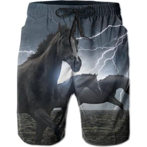 Mens Swimming Shorts Swimwear Running Black Horses Bright Men Trunks Swimsuit Man Beach Wear Short Pants Bermuda Boardshorts