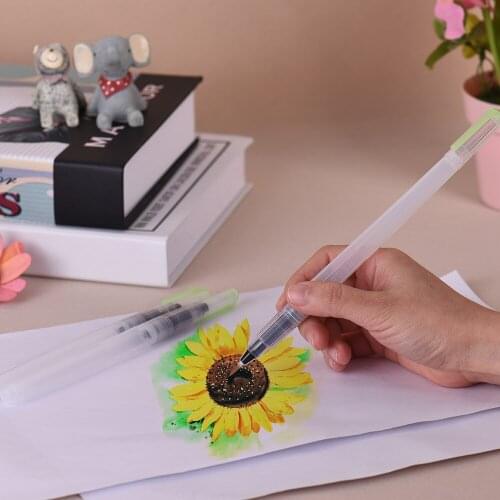 3pcs Artist Watercolor Brush Pen Kit Set Water Storage Nylon Hair Point Tips for Solid Color Powder Painting Drawing Calligraphy