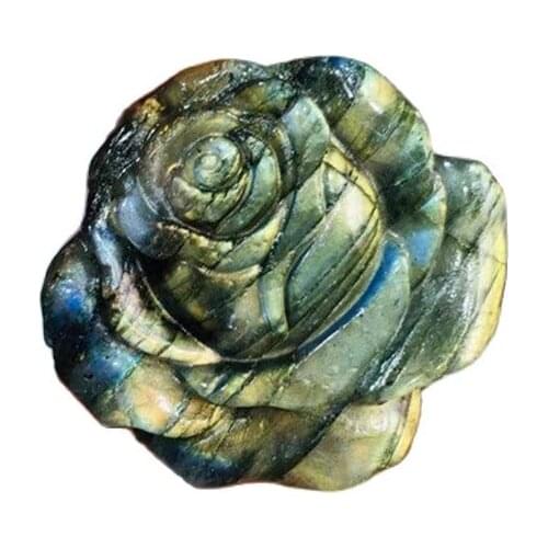 Natural carfts Spiritual healing stones labradorite Hand Carved Gemstone flower for decorative gifts