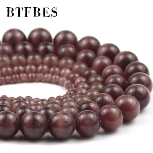 BTFBES Natural Opal Stone Dark purple Cats Eye Stone Smooth Loose beads for Jewelry making Wholesale DIY bracelet Necklace