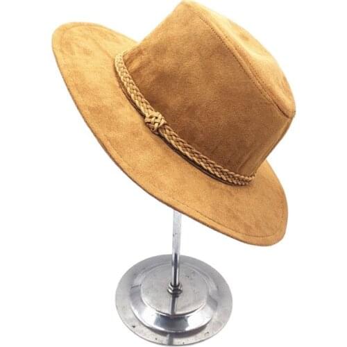 New autumn women casual solid soft warm panama cap Bowler hats Adult men brown wool Jazz hat for cowboy