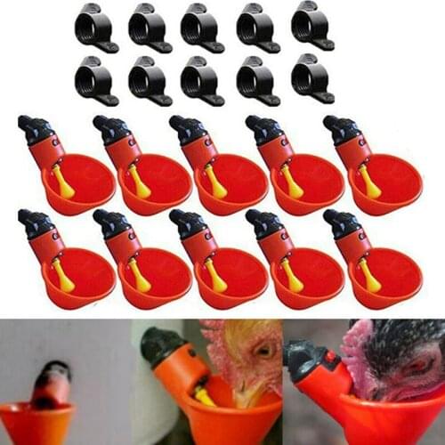 10Pcs Chicken Quail Hanging Water Cups Nipple Drinking Bowl Birds Water Bowl Drinker Cups for Backyard Automatic Poultry