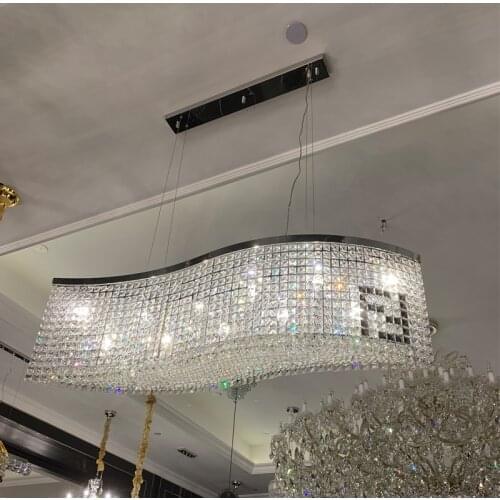 Postmodern minimalist S-shaped bar restaurant light luxury crystal chandelier