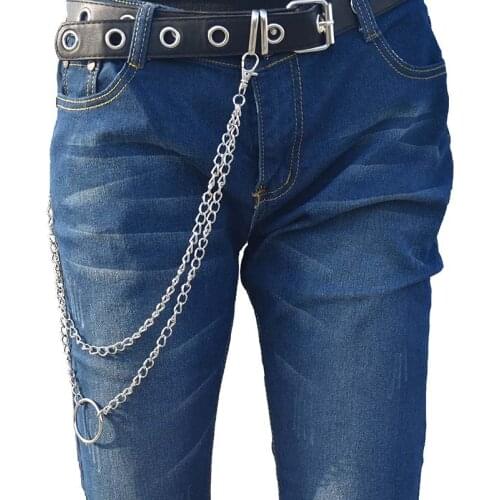 Hip Hop Pants Waist Chain Secure Travel Wallet Chain Jeans Link Coil Leash Keychain Trousers Pant Chain