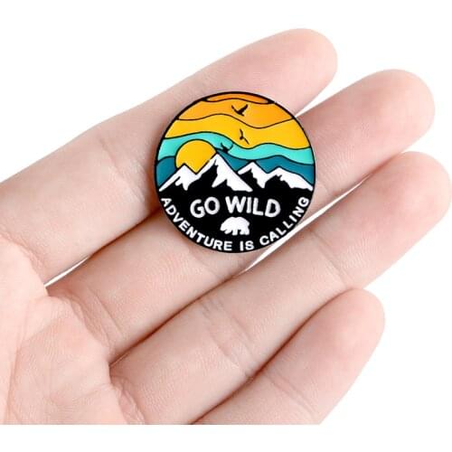 Adventure Is Calling Enamel Pin Go Wild Explore Nature Mountain Polar Bear Brooches Lapel Pins For Outdoorsy Gifts