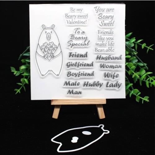 KSCRAFT Bear Clear Silicone Stamps And Cutting Dies for DIY Scrapbooking/Card Making/Kids Fun Decoration Supplies