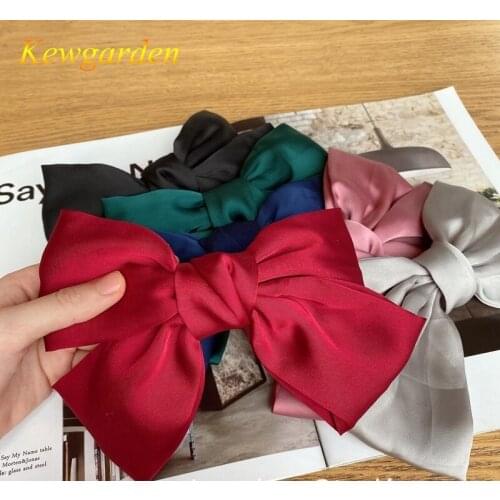 Kewgarden New childrens pure color bow hairpin childrens spring clip hair accessories kids headbands 5pcs