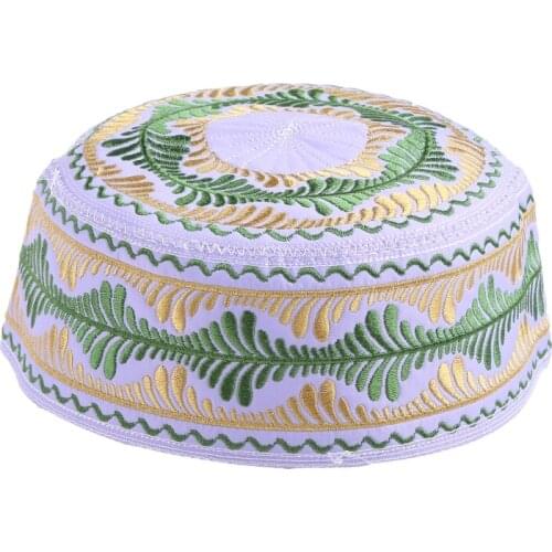 Islamic Muslim Kids Hat Boys Pray Embroidery Round Cap Saudi Arabian Prayer Beanie Accessories