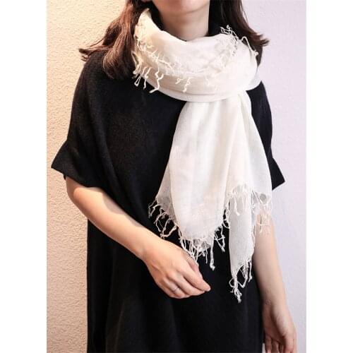 Silk cashmere blend women new fashion 4sides tassels square thin scarf pashmina 140x140cm solid color
