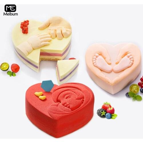 Meibum 3 Styles Heart Shaped Silicone Mold DIY Pastries Cake Modle Mousse Dessert Mould Kitchen Baking Decorative Tools