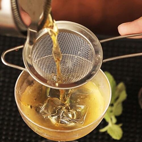 Stainless Steel Bar Strainer Fine Mesh Cocktail Colander Long Handle Conical Ice Sifter Sieve Accessories