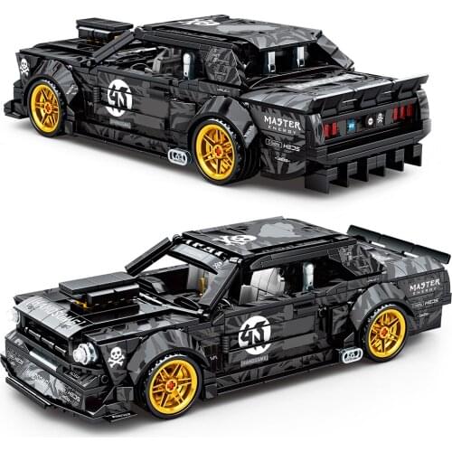 BZDA Ford Mustang Technical Speed Champion Car Building Blocks Pull Back Classic Sports Car Bricks Boys Kids Toys Halloween Gift