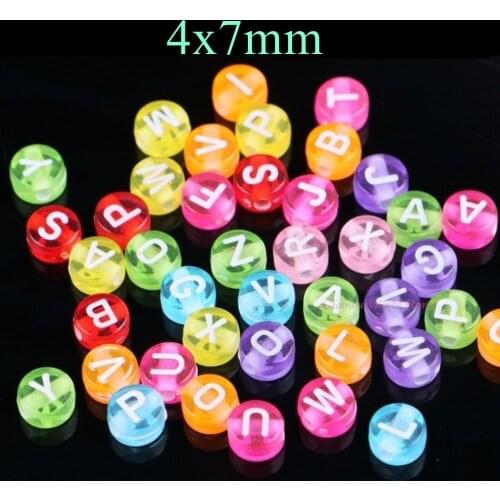 Alphabet Letters Sew On Beads Random Mixed Round Stones Color Jelly Candy Acrylic Jewelry DIY 4x7mm 150Pcs/Pack