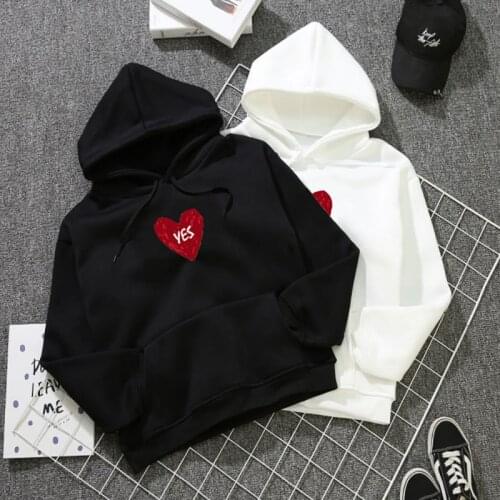 Couples Harajuku Style Sweatshirts Long Sleeve Hoodies Cute Letter Print Thickening Plus Velvet Loose Hooded Women 2019