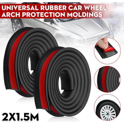 Universal Pair 1.5Mx3.8CM Rubber Car Anti-collision Mudguard Trim Wheel Arch Protection Moldings Wheel Protection Wheel Sticker