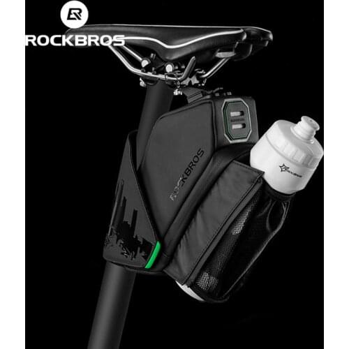 ROCKBROS Waterproof Bike Bicycle Rear Bag Bicycle Tail Seat Saddle Bag Reflective Pouch With Water Bottle Pocket Bike Accessorie