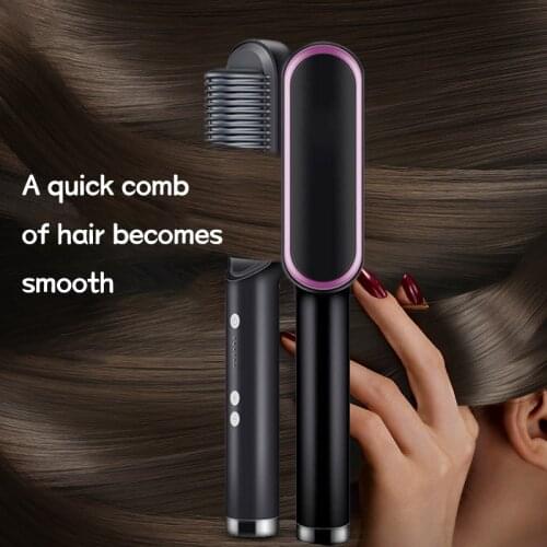 Hair Straightener Multifunctional Professional Ceramic Hair Curler Brush Fast Warm-up Hair Comb Straighteners Curling Hair Iron