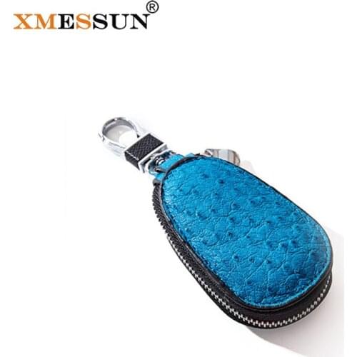 XMESSUN New Genuine Leather Car Key Bag Fashion Ostrich Leather Mini Gourd Creative Stick Diamond Key Bag Ins K195