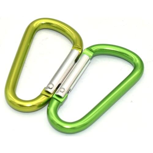 Green Carabiner Clips Adjustable D Buckles Slide Large Solid Spring Snap Locking Buckle Keychain Keyrings Bag Clasps 38 mm