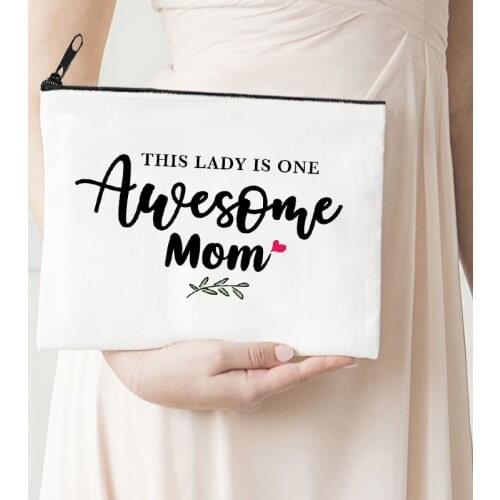 Awesome Mom Makeup Bag Casual Women Cosmetic Pouch Mother Day Gift Reusable Lipstick Bag Travel Toiletry Bags Storage Purse