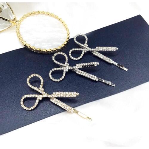 Creative Crystal Rhinestone Scissors Shape Women Girls Hair Clip Delicate Hairpin Hair Barrette Hair Accessories Decorations