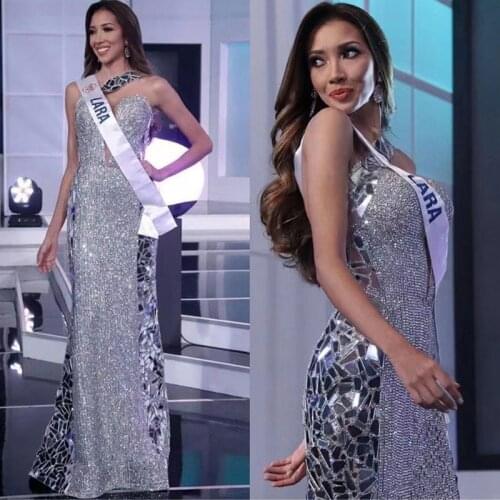 Free Shipping Wholesale 2021 Summer Womens Dress Silver Sequins Halter Strapless Sexy Club Celebrity Cocktail Party Long Dress