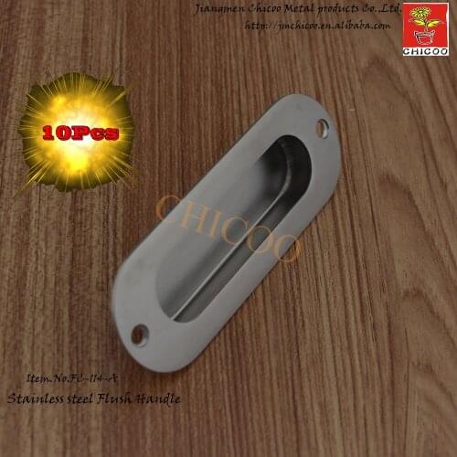 10pcs Oval Flush Recessed Pull Door Handle Stainless steel 304 with hole furniture handle,cabinet Kitchen knob,flush handle
